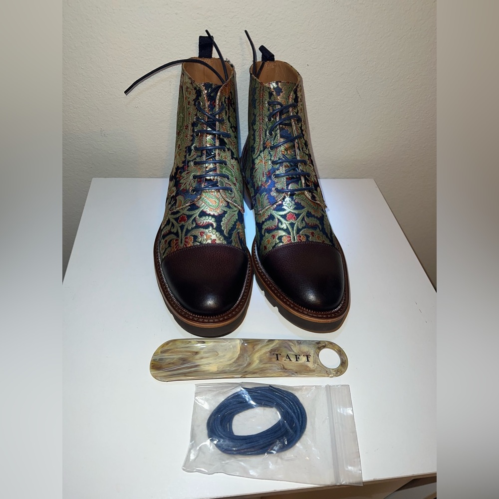 $295 Men’s Taft The Jack in Kashmir Jacquard Weave Leather Handmade Boots Sz 42